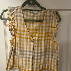 Madewell Yellow and Cream Plaid Blouse